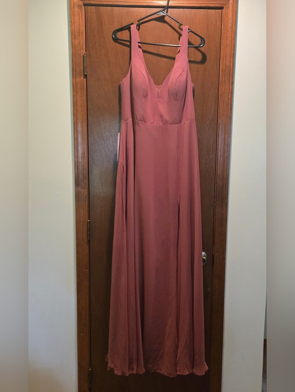 Azazie Sleeveless V-Neck Maxi Dress in Dusty Rose